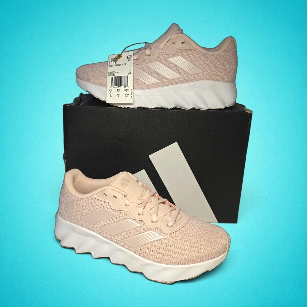 New Women's Adidas Switch Move Low-Top Pink/White Running Shoes, Size 6